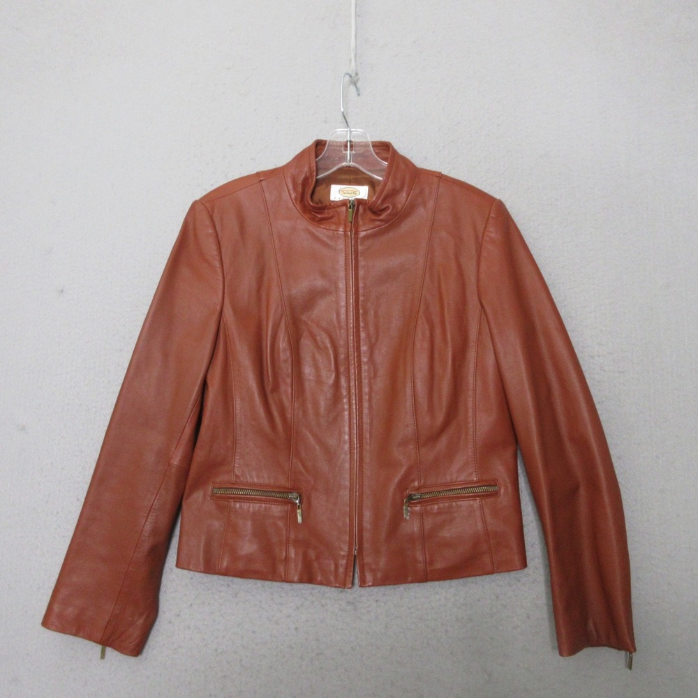 Vintage Talbots Jacket 10P Leather Moto Cognac Y2K 90s Butter Soft Fitted Biker